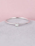 0.6ct Princess Diamond Engagement Ring Solitaire Minimalist 14k White Gold Over