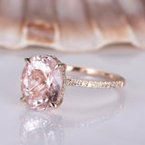 1ct Oval Cut Peach Morganite Accent Solitaire Engagement Ring 14k Rose Gold Over