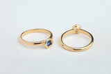 0.5ct Round Cut Blue Sapphire Bezel Set Solitaire Ring 14k Yellow Gold Finish