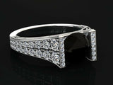 5ct Round Black Diamond Engagement Ring Dual Row Bridal Set 14k White Gold Over