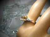 2.5ct Emerald Cut Diamond Trilogy Ring 14k WhiteGold Over Yellow Sapphire Accent