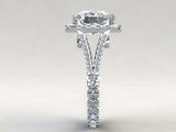 5ct Cushion Cut Diamond Engagement Ring Halo Split Shank 14k White Gold Finish