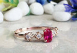 1.3ct Engagement Ring Oval Cut Pink Ruby Milgrain Floral 14k Rose Gold Finish