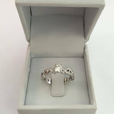 1.5ct Round Cut Diamond Leaf Vintage Band Engagement Ring 14k White Gold Finish