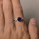 1.4ct Round Blue Sapphire Engagement Ring 14k White Gold Finish Infinity Promise