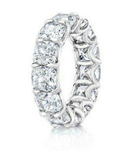 5.5ct Cushion Cut Diamond Iced Full Eternity Wedding Band 14K White Gold Finish