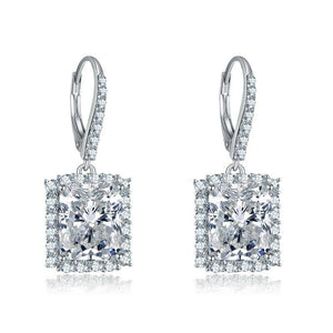 1.8ct Radiant Cut VVS1D Diamond Halo Design Drop Earrings 14k White Gold Finish