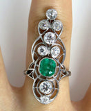 6Ct Cushion Cut Green Emerald Diamond Party Cocktail Ring 14K White Gold Finish