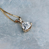 1Ct Trillion Cut DVVS1 Diamond Solitaire Pendant 14K Yellow Gold Finish NO CHAIN