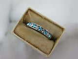 1ct Round Blue Aquamarine Alternate Diamond Eternity Band 14k White Gold Finish