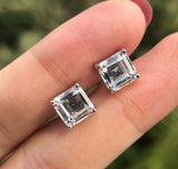 1.5ct Stud Earrings Asscher Cut Diamond Solitaire Women 14k White Gold Finish