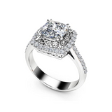 1.8ct Cushion Cut Diamond Engagement Ring 14k White Gold Finish Halo Filigree