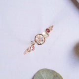 1.2ct Round Cut Morganite Engagement Ring Bezel Set Cluster 14k Rose Gold Finish