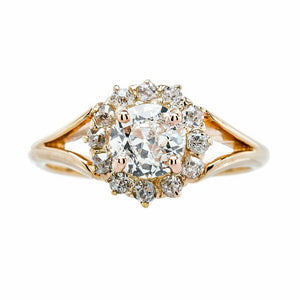 2ct Round Cut Diamond Engagement Ring Floral Split Shank 14k Yellow Gold Finish