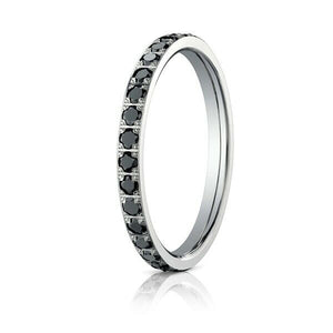 1ct Round Black Diamond Wedding Band Full Eternity Stackable 14k White Gold Over