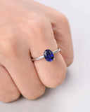 1Ct Oval Cut Blue Sapphire Solitaire Women Engagement Ring 14K White Gold Finish