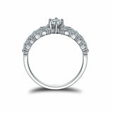 2.7ct Marquise Diamond Engagement Ring 3 Row Accent Solitaire 14k WhiteGold Over