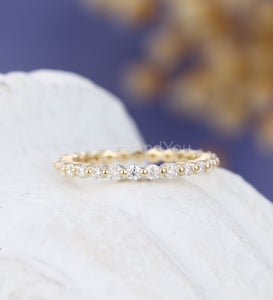 1ct Round Cut Moissanite Full Eternity Women Wedding Band 14k Yellow Gold Plated