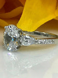 2ct Oval Cut Diamond Three Stone Solitaire Engagement Ring 14k White Gold Finish