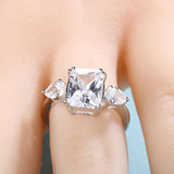 2ct Radiant Cut Diamond Engagement Ring Pear Accent Trilogy 14k WhiteGold Finish