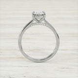 1.5ct Oval Cut Diamond Engagement Ring Hidden Halo Solitaire 14k White Gold Over