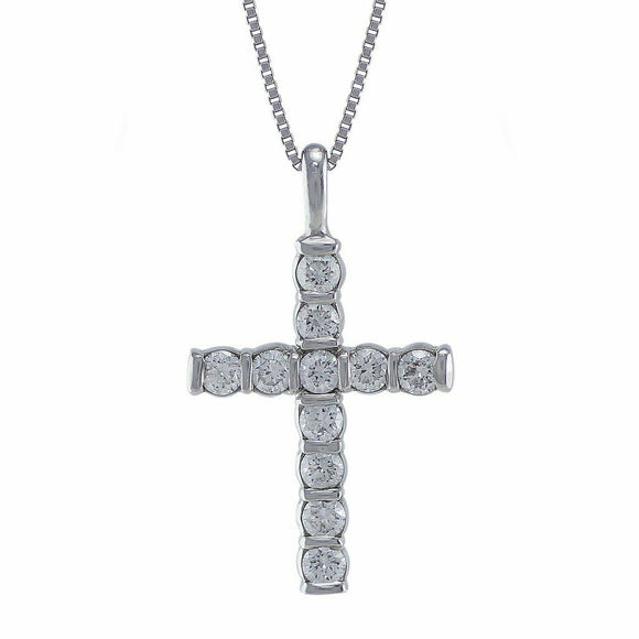 2.5ct Round Cut Diamond Jesus God Cross Pendant 14k White Gold Finish NO CHAIN