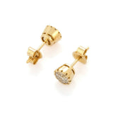 1ct Round Cut Champagne Diamond Classic Stud Earring Women 14k YellowGold Finish