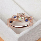 2ct Round Cut Diamond Engagement Ring Leaf Accent Design 14k Rose Gold Finish