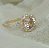 4Ct Round Cut Diamond High Set Halo Women Engagement Ring 14K Rose Gold Finish