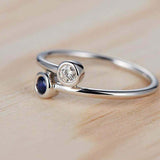 1ct Round Cut Blue Sapphire Engagement Ring Two Stone Bypass 14k White Gold Over