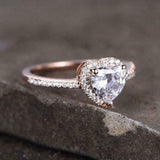 1.2ct Engagement Ring Heart Cut Diamond Round Accent Halo 14k Rose Gold Finish