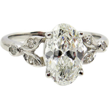 3.5Ct Oval Cut Diamond Leaf Accent Design Engagement Ring 14K White Gold Finish