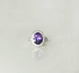 2ct Oval Cut Purple Amethyst Engagement Ring 14k White Gold Finish Halo Vintage