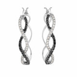 1ct Round Cut Black Diamond Infinity Drop Earrings Women 14k White Gold Finish