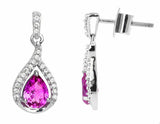 1ct Pear Cut Pink Sapphire Teardrop Dangle Earrings Women 14k White Gold Finish