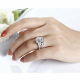 4Ct Emerald Cut Diamond Elegant Bridal Set Engagement Ring 14K White Gold Finish