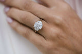 3.3ct Cushion Cut Diamond Engagement Ring Trilogy Solitaire 14k WhiteGold Finish