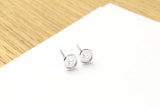 Button Design Stud Earrings 14k White Gold Finish