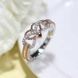 1Ct Round Cut Diamond Heart Infinity Design Engagement Ring 14K Dual Gold Finish