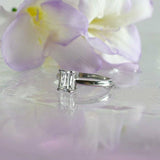 0.3ct Emerald Cut Diamond Engagement Ring 14k White Gold Finish Solitaire Women