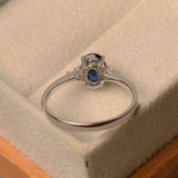 1ct Oval Cut Blue Sapphire Engagement Ring Trilogy Minimalist 14k WhiteGold Over