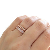 4Ct Baguette Cut Diamond Trio Set Wedding Bands Eternity 14K Rose Gold Finish