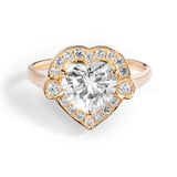 1.2ct Heart Cut Simulated Diamond Halo Engagement Ring 14k Yellow Gold Plated