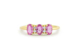 1.5ct Oval Pink Sapphire Trilogy Minimalist Engagement Ring 14k Yellow Gold Over