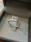 1.5ct Princess Cut Diamond Accent Art Deco Engagement Ring 14k White Gold Finish