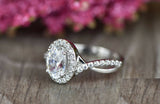 1.9ct Oval Cut VVS1D Diamond Engagement Ring 14k White Gold Finish Halo Twisted