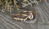 1.9ct Pear Cut Peach Morganite Engagement Ring 14k Rose Gold Finish Bridal Set