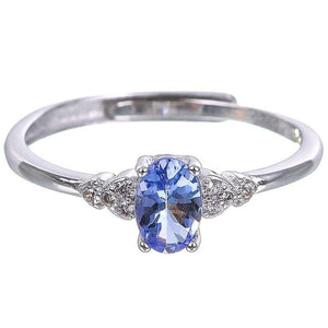 1ct Oval Cut Blue Tanzanite Heart Shape Round Accent Ring 14k White Gold Finish