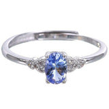 1ct Oval Cut Blue Tanzanite Heart Shape Round Accent Ring 14k White Gold Finish