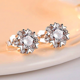 2ct Round Cut VVS1D Diamond Snowflake Design Stud Earrings 14k White Gold Finish